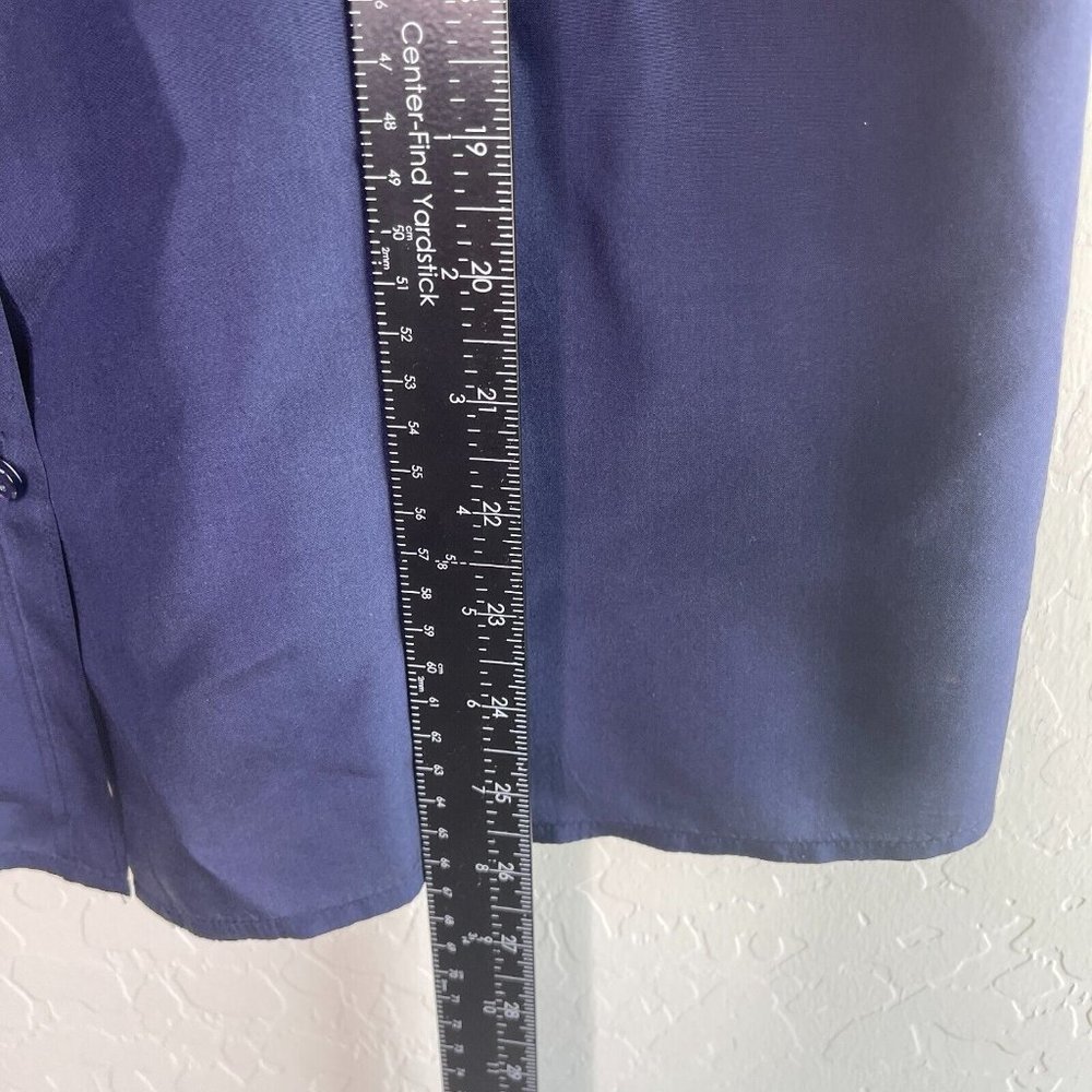 Sleeveless Ruffled Button-Front Top - Navy - Picture 8 of 9